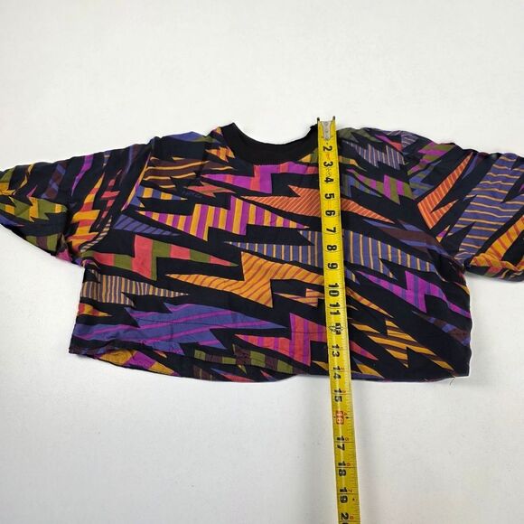 Farm Rio Cropped Over Sized Shirt‎ Womens Size PP US XS Geomtric Multicolor - Picture 3 of 13